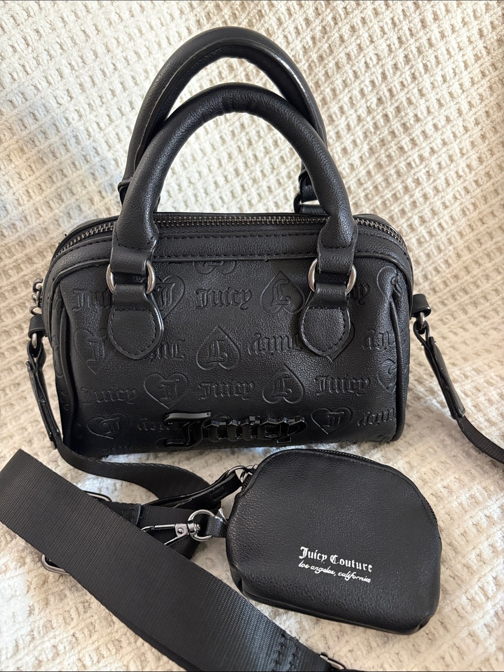 Juicy Couture Semi Charmed Satchel Crossbody with Pouch - Licorice/Black
